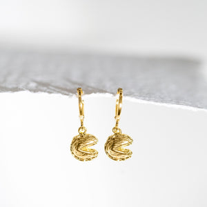 Super Mini Fortune Cookie Huggie Earrings - Gold